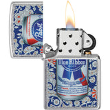 Zippo Pabst Blue Ribbon Design Street Chrome Windproof Lighter 71906