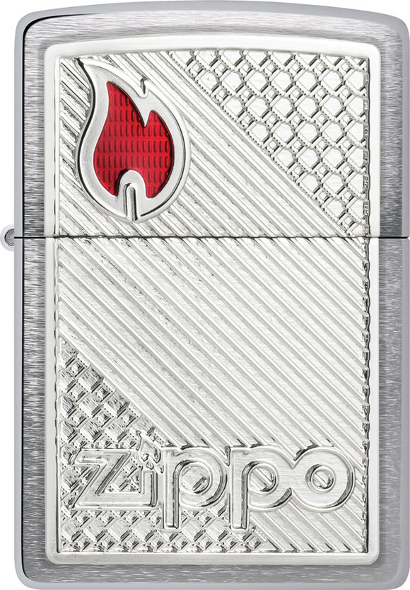 Zippo Tiles Design Gray Brushed Chrome Windproof Lighter 72441