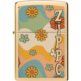 Zippo Flower Power Design High Polish Brass Windproof Lighter 73660