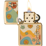 Zippo Flower Power Design High Polish Brass Windproof Lighter 73660