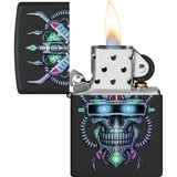 Zippo Cyber Skull Design Black Matte Windproof Lighter 73666