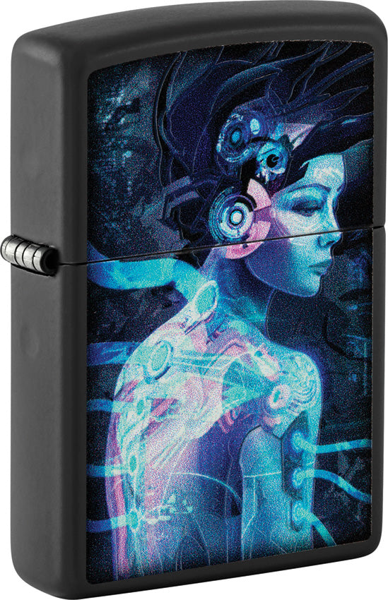 Zippo Cyborg Woman Design Black Matte Windproof Lighter 73667