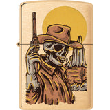 Zippo Cowboy Skull Design Brushed Brass Windproof Lighter 73669