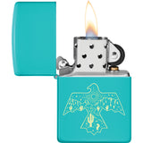 Zippo Thunderbird Design Teal Windproof Lighter 73672