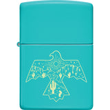 Zippo Thunderbird Design Teal Windproof Lighter 73672