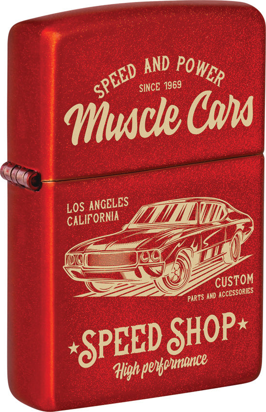 Zippo Muscle Car Design Red Matte Water Resistant Lighter 73673