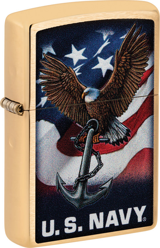 Zippo U.S. Navy Eagle Design Brushed Brass Windproof Lighter 73748