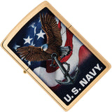 Zippo U.S. Navy Eagle Design Brushed Brass Windproof Lighter 73748