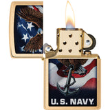 Zippo U.S. Navy Eagle Design Brushed Brass Windproof Lighter 73748