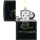 Zippo Dont Tread On Me Design Black Matte Waterproof Lighter 73751