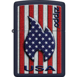 Zippo Patriotic Flame Design Navy/White Matte Water Resistant Lighter 73762