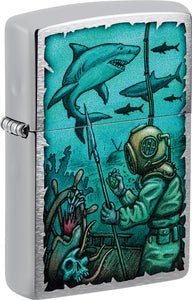 Zippo Underwater Design Brushed Chrome Windproof Lighter 73763