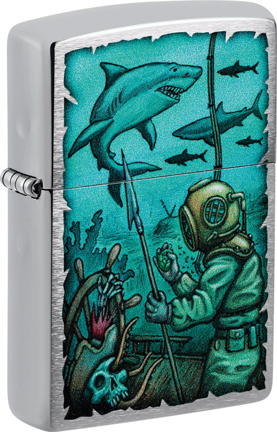 Zippo Underwater Design Brushed Chrome Windproof Lighter 73763