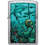 Zippo Underwater Design Brushed Chrome Windproof Lighter 73763