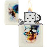 Zippo Skull Print Design Cream Matte Water Resistant Lighter 73765