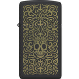 Zippo Skull Filigree Design Gold/Black Matte Water Resistant 73766