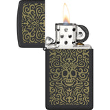 Zippo Skull Filigree Design Gold/Black Matte Water Resistant 73766