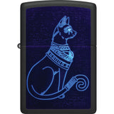 Zippo Spiritual Cat Design Blue Black Matte Water Resistant UV Lighter 73863