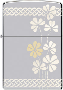 Zippo Clover Design Chrome Windproof Lighter 73866