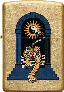 Zippo Tiger Tattoo Design Tumbled Brass Windproof Lighter 74055