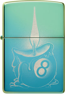 Zippo Eight Ball Tattoo Desgin High Polish Teal Waterproof Lighter 74057