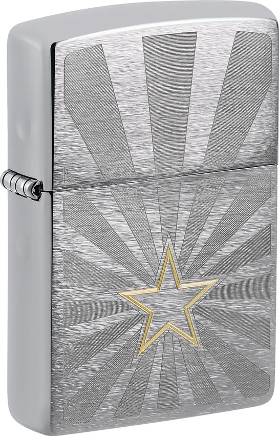Zippo Star Design Brushed Chrome Windproof Pocket Lighter 74412