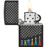Zippo Chess Pieces Design Black Matte Windproof Lighter 74416