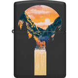 Zippo Mountain Waterfall Design Black Matte Windproof Pocket Lighter 74529