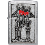 Zippo Skull Couple Design Brushed Chrome Windproof Pocket Lighter 74583