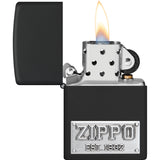 Zippo Plate Emblem Chrome & Black Matte Windproof Pocket Lighter 74584