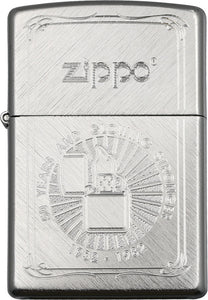 Zippo 50th Anniversary Lighter Brushed Chrome Colored 2.25" Boxed 78233