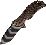 Zero Tolerance Pocket Knife A/O Linerlock Hyena Brown Tiger Stripe Blade 350TSHB