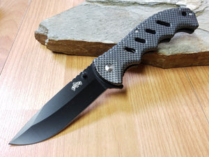 Master Black Handle Spring Assisted Knife Carbon Fiber