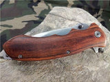 8" Elk Ridge Folding Pocket Knife Spring Assisted Brown Wood Hunting - a160sw