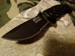 Mtech Assisted Open Knife Rescue Black Half Serrated Tactical 5" CLSD A870BK