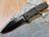 Mtech Rescue Spring Assisted Brown Folding Pocket Knife - a909bn