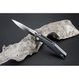 Artisan Zumwalt Linerlock Black G10 D2 Tool Steel Folding Knife Spine