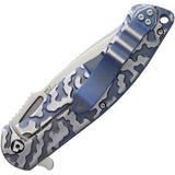 V NIVES Atmosphere Blue/Silver Titanium Folding S35VN Pocket Knife Closed Back