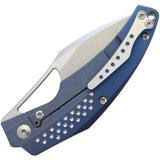 Reate Knives Baby Machine Framelock Blue Titanium Folding Knife 031