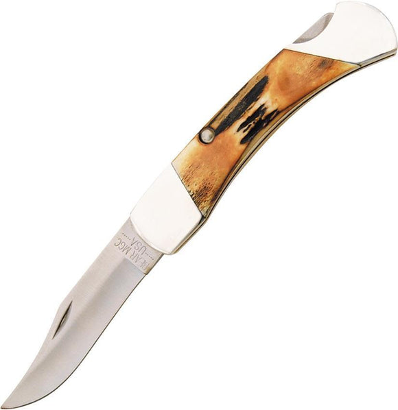 Bear & Son Folding Hunter Stag Bone Lockback High Carbon Stainless Knife