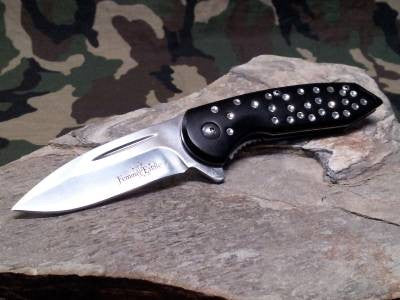 Femme Fatale Spring Assisted Black Rhinestone Folding Knife 05BK