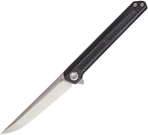 Stedemon C06 Black G10/CF Linerlock Satin 440C Flipper Folding Pocket Knife