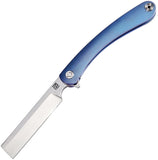 Artisan Cutlery Orthodox Framelock Blue Titanium M390 Folding Razor Knife 