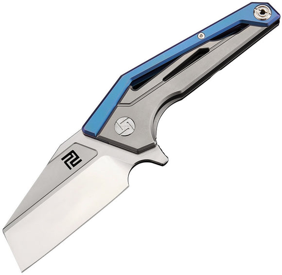 Artisan Cutlery Ravine Framelock Blue/Gray Titanium S35VN Folding Pocket Knife