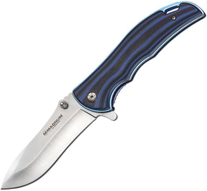 Boker Magnum Black Blue Line Linerlock Spear Pt Blade Folding Knife
