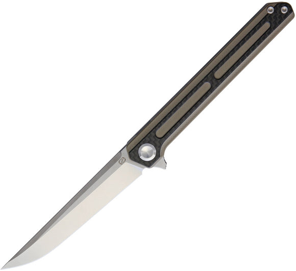 Stedemon C06 Brown G10/CF Linerlock Satin 440C Flipper Folding Pocket Knife