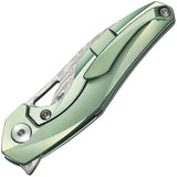 Bestech Knives The Reticulan Green Folding Damascus Steel Pocket Knife T1810I
