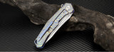 Artisan Zumwalt Blue Pattern Titanium S35VN Stainless Folding Knife Closed