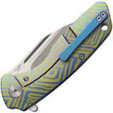 Artisan Blue/Yellow Wren Titanium S35VN Folding Pocket Knife Closed