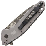 Kershaw Dividend Linerlock Damascus Steel A/O Gray Folding Knife EDC 1812GRYDAM